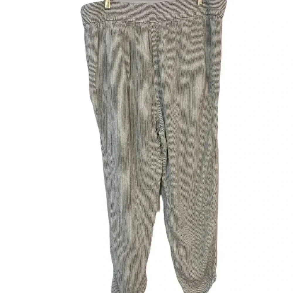 Max Studio size XL grey and white striped linen blend pants - Picture 8 of 9